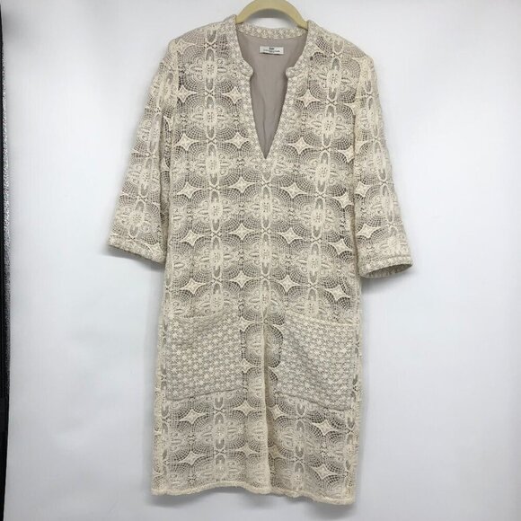 DAY Birger et Mikkelsen Cream Geometric Crochet lined Dress size 36 - Picture 15 of 16